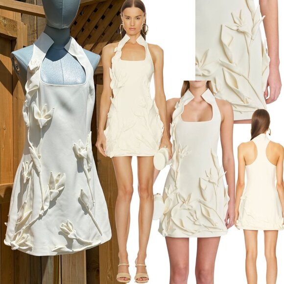 cult gaia Dresses & Skirts - 🆕 CULT GAIA 🧿 NWOT Ela High-Collar Floral Applique Mini Dress, Sz US 6